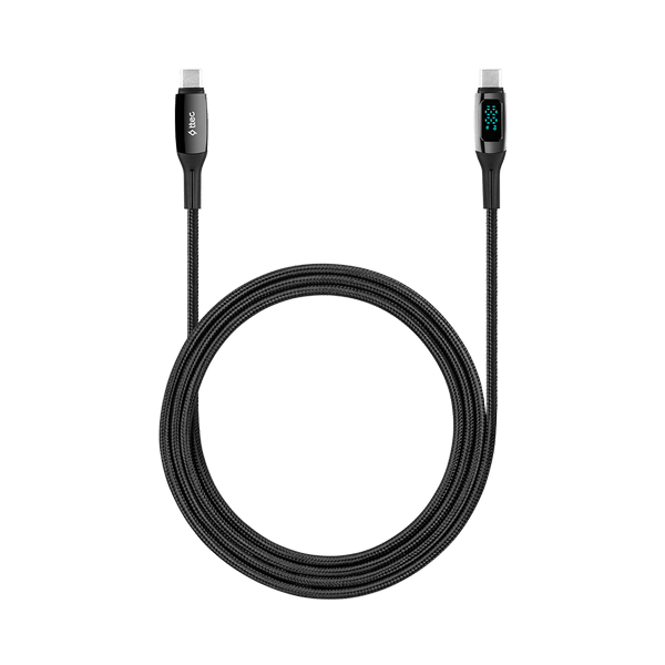 2DK57S ttec AlumiCable LCD USB-C – USB-C 100W PD/QC 150cm Hızlı Şarj/Data Kablosu ,Siyah