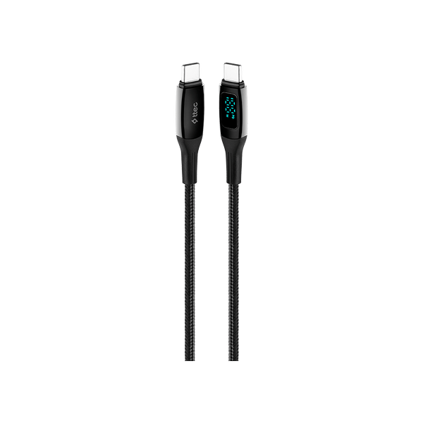 2DK57S ttec AlumiCable LCD USB-C – USB-C 100W PD/QC 150cm Hızlı Şarj/Data Kablosu ,Siyah