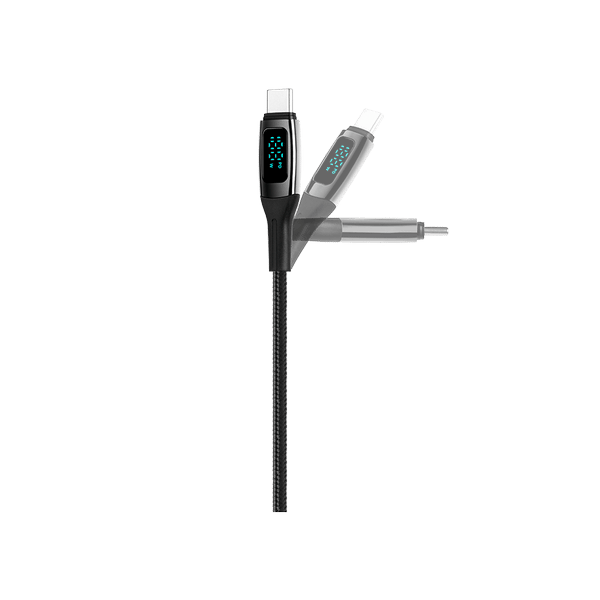 2DK57S ttec AlumiCable LCD USB-C – USB-C 100W PD/QC 150cm Hızlı Şarj/Data Kablosu ,Siyah