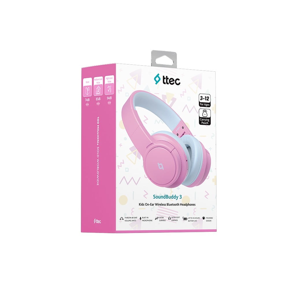 2KM171BP ttec SoundBuddy 3 Kulaküstü Kablosuz Bluetooth Çocuk Kulaklığı Balerin Pembesi