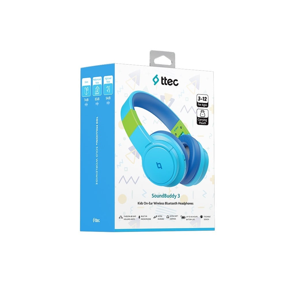 2KM171GM ttec SoundBuddy 3 Kulaküstü Kablosuz Bluetooth Çocuk Kulaklığı Gök Mavisi