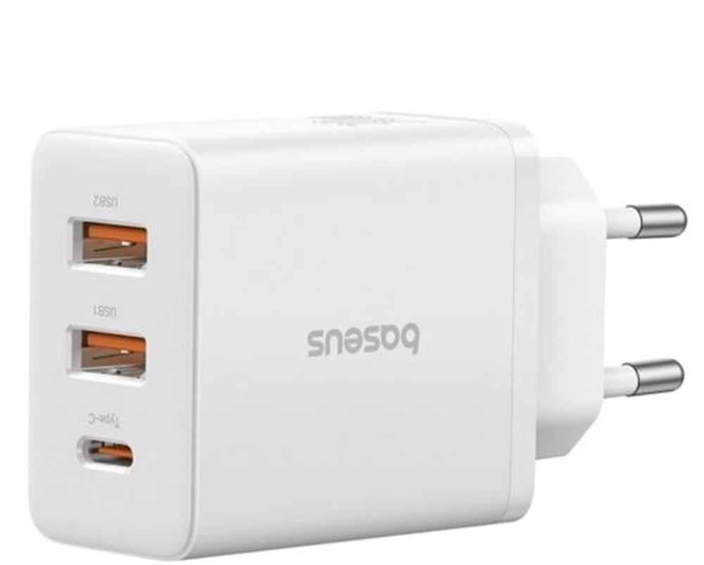 BASEUS P10111402213-00 Cube Hızlı 2 USB-A + Type-C 30W Şarj Cihazı Beyaz
