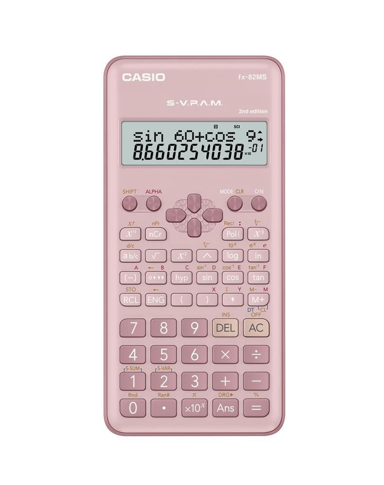 Casio FX-82MS-2-PK-W-DTF Versiyon Bilimsel Pembe Fonksiyonlu Hesap Makinesi