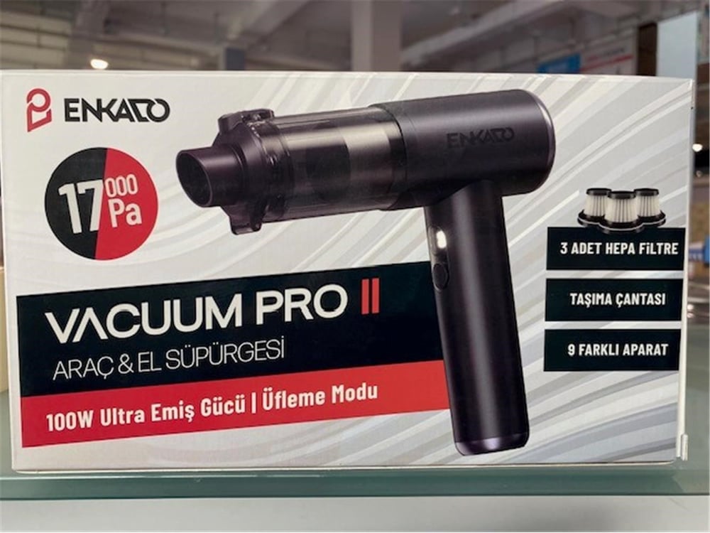 Enkado EKD-SP10 17000PA 2000ah Güçlü Vakum Ve Üflemeli Şarjlı Elektrikli Araç Süpürgesi 3ad Filtre