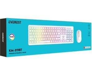 Everest KM-319BT Beyaz 2.4G+BT1+BT2 Çoklu Cihaz Bağlantılı Q Set Kablosuz Klavye + Mouse