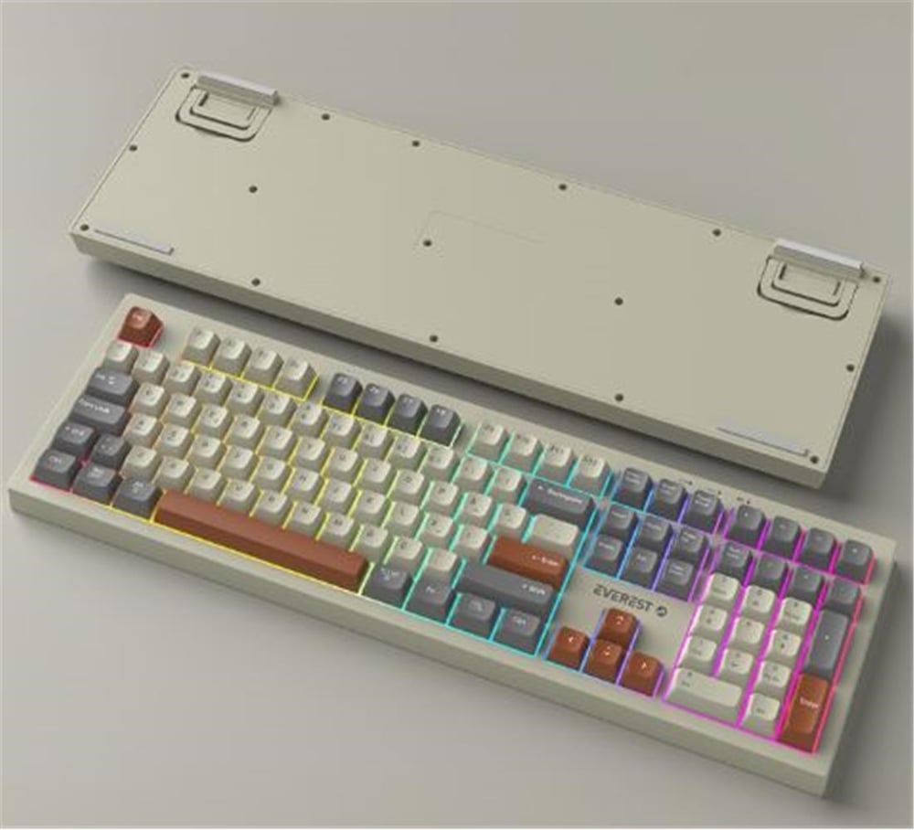 Everest KM-78 Rena Krem-Gri-Kahve Kablosuz 2.4 + BT RGB Aydınlatmalı Sessiz Q  Klavye + Mouse Se