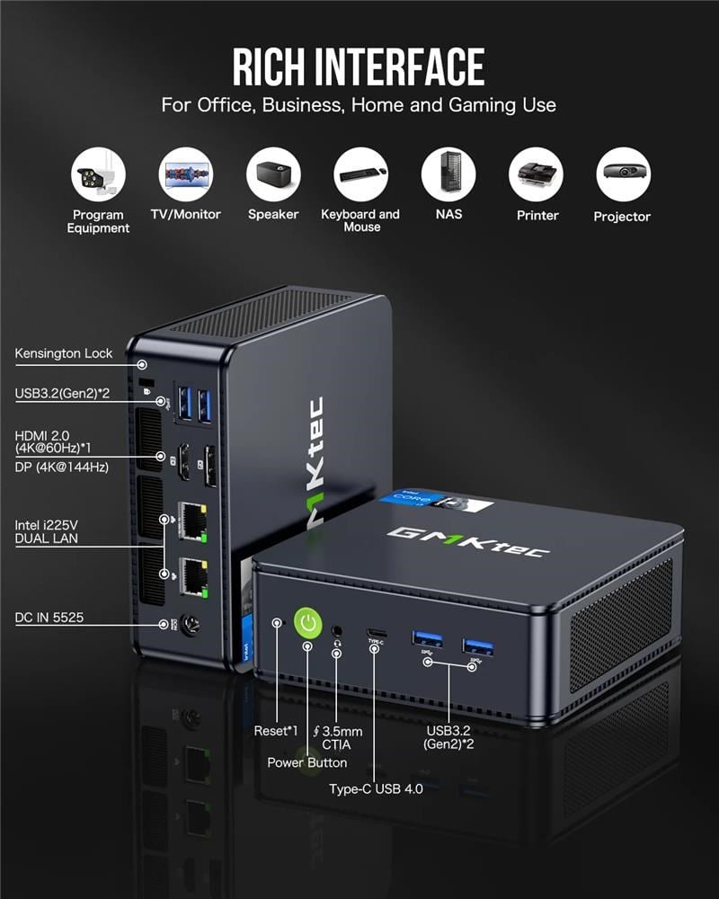 GMKTec K7 PLUS Intel i7 13620H, 32 GB DDR5, 1 TB SSD, Wi-Fi 6, BT 5.2, Win11 PRO Mini PC