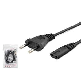 HADRON HDX5534 Teyp Güç Kablosu 2 Pin 1 mm 500W C7 Figure 8 1 m Siyah