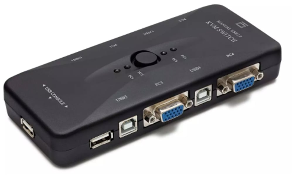 Hadron Hd230 Vga Usb Kvm Switch 4Giriş 1Çıkış Siyah 4 Farkı Bilgisayarı Tek Ekrana Bağlar