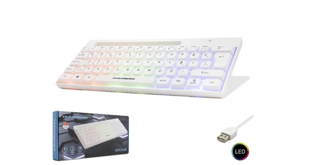 Hadron Hdx2608 Kablolu Oyuncu Mini Klavye Led Q Beyaz