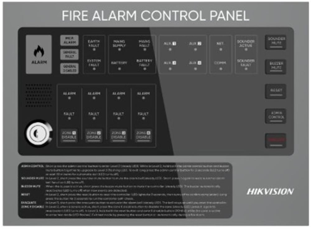 Hikvision HF-C104 4 Bölgeli Konvansiyonel Yangın Alarm Paneli