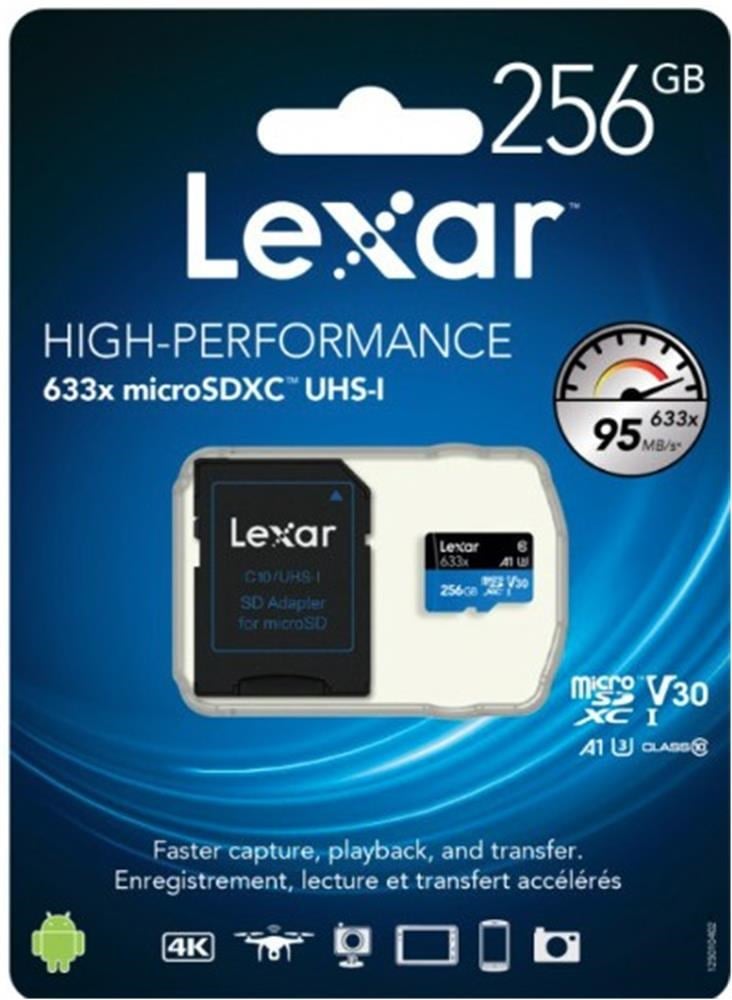 Lexar 512gb microSDXC™ UHS-I, SD adaptörlü, 100 MB-snye kadar okuma, 70 MB-snye kadar yazma
