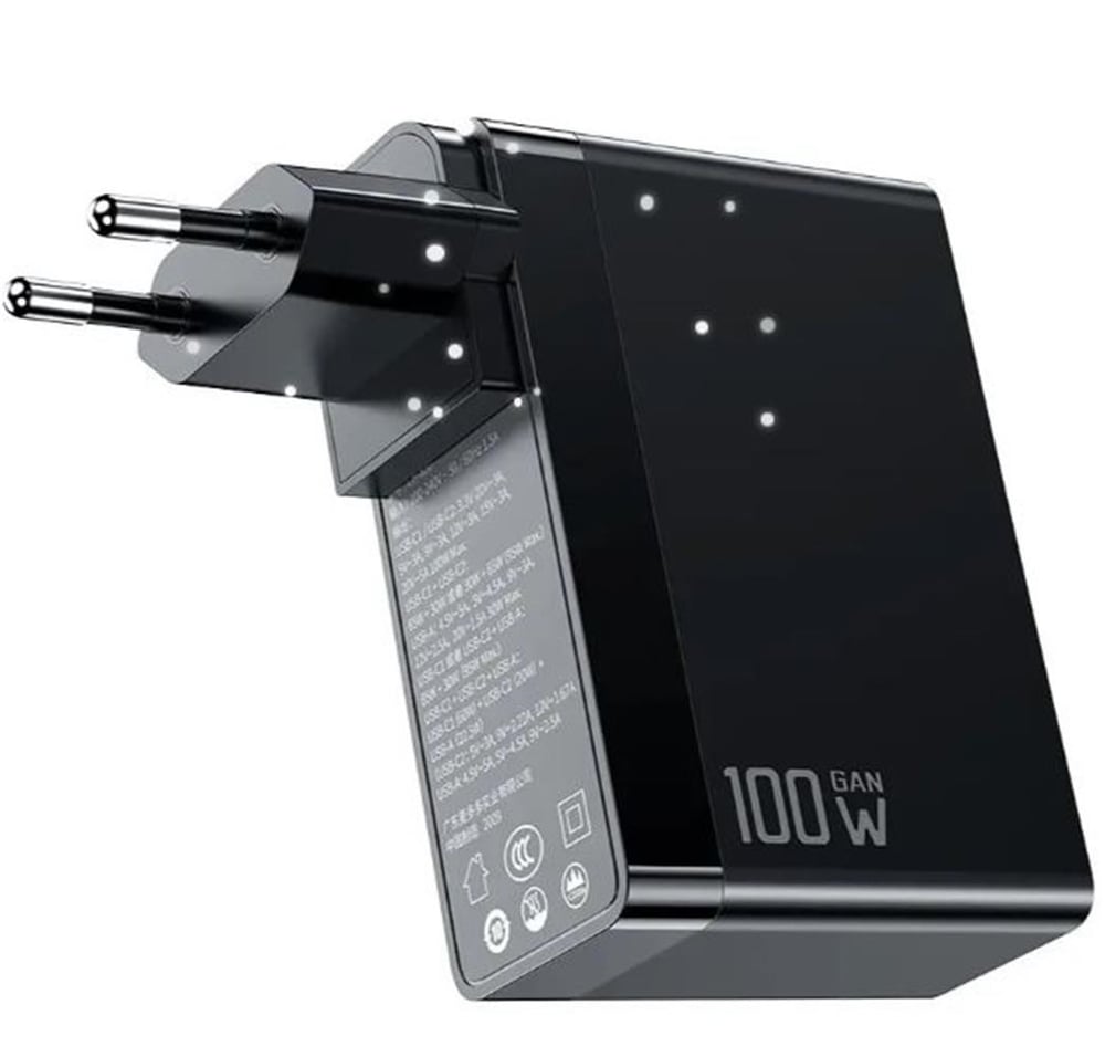 MCDODO CH-8101 Gan Serisi 100W 3 Port Başlıklı1xUsb 2 xType-C Girişli Universal Şarj Adaptörü-Siyah