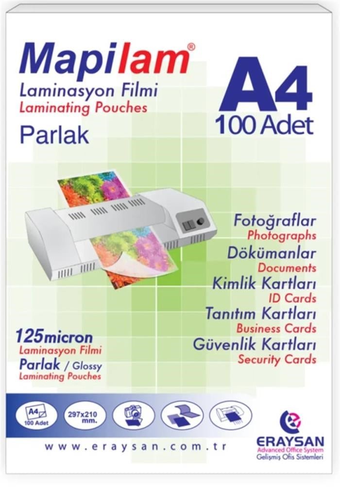 Mapi Lamisyon 125 Micron Parlak Laminasyon Filmi (A4) 100 Lü