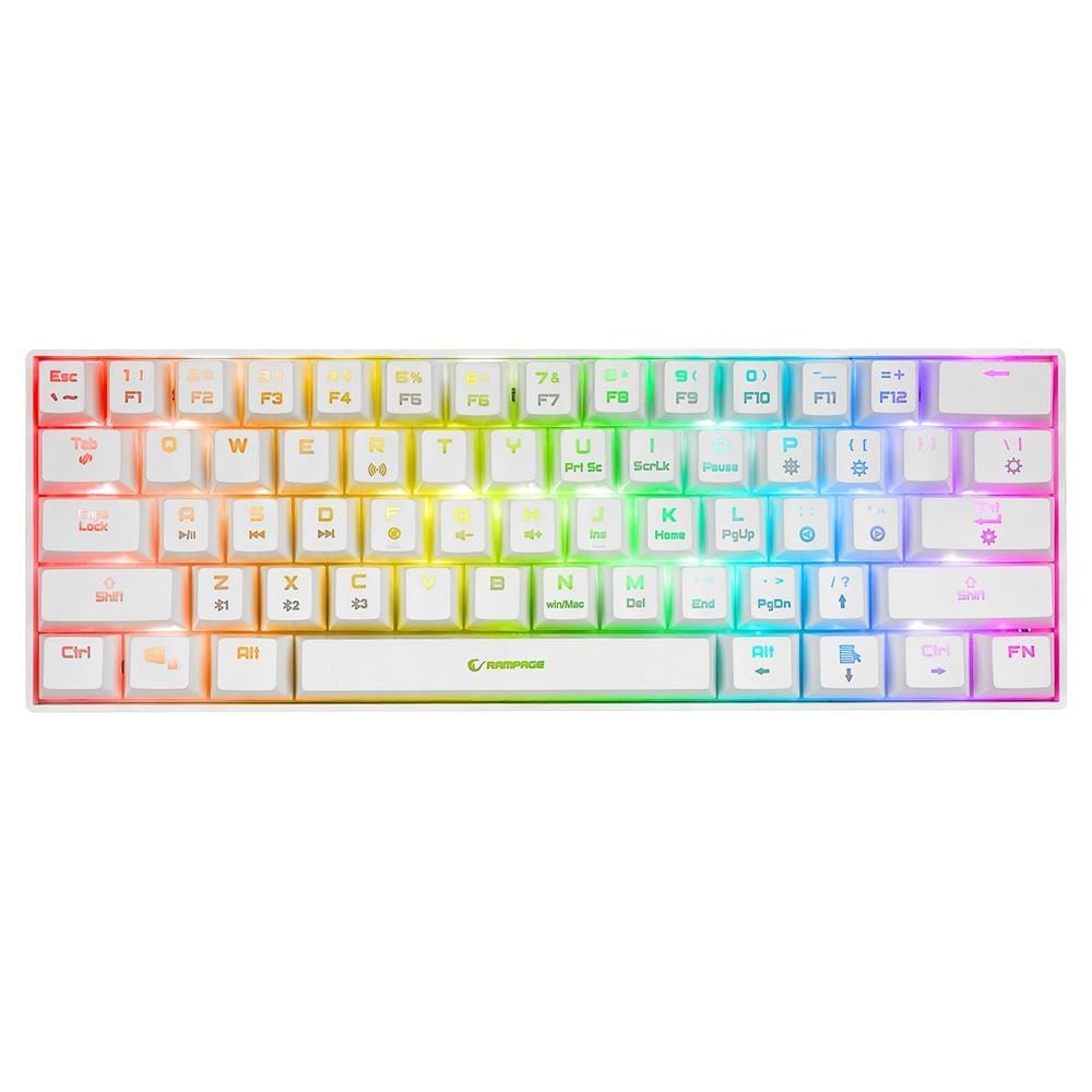 Rampage KB-RX63 B-ATOM Beyaz Bluetooth RGB Backlight RED SWITCH Mekanik Q 63 Tuşlu Oyuncu Klavyesi