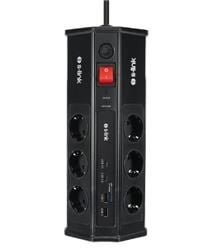 S-link PRZ03 PrizHive 3M 630 Joule 1.5mm 2 USB 2 TypeC 2.4A-5V 500V 6000V 6lı Akım Korumalı Priz