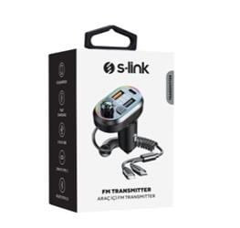 S-link SL-BT307 Çift USB 5V 3.1A-1A Led Işıklı Siyah 2 İn 1 C Port + İphone Bluetooth Fm Transmitter