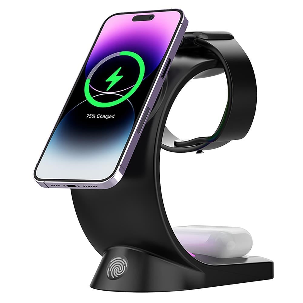 S-link SL-CW20 Telefon, Saat, Kulaklık Uyumlu 15W Siyah RGB Kablosuz Şarj Cihazı