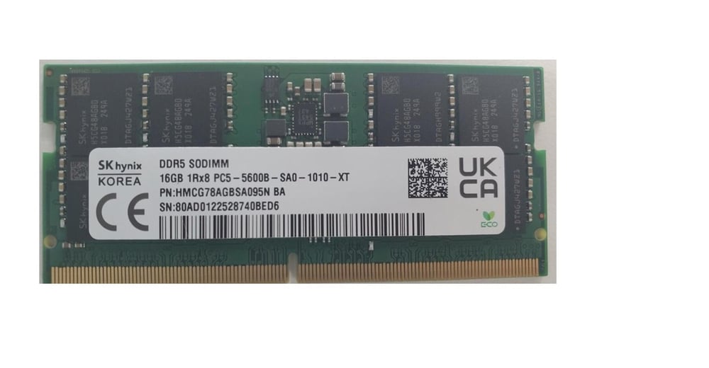 SK Hynix Sk-Hynix HMCG78AGBSA095N 16GB Ddr5 5600MT CL46 262 Pin Sodımm, 1.1V Notebook Ram Bellek