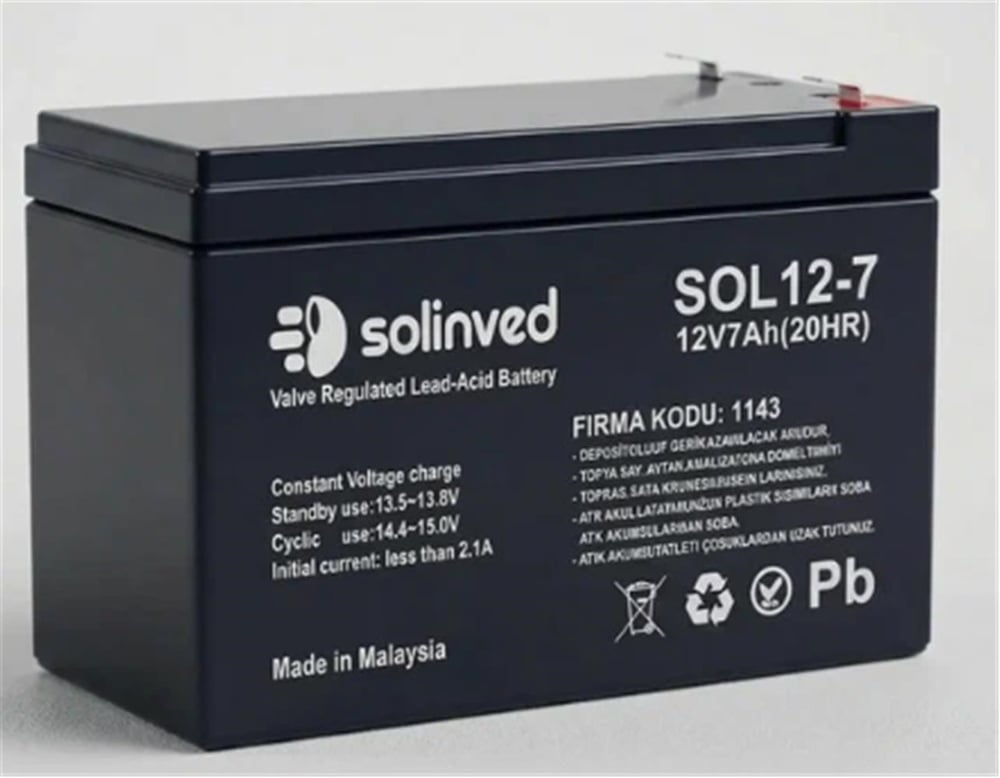 Solinved 12v 7AH Kuru Akü Premium