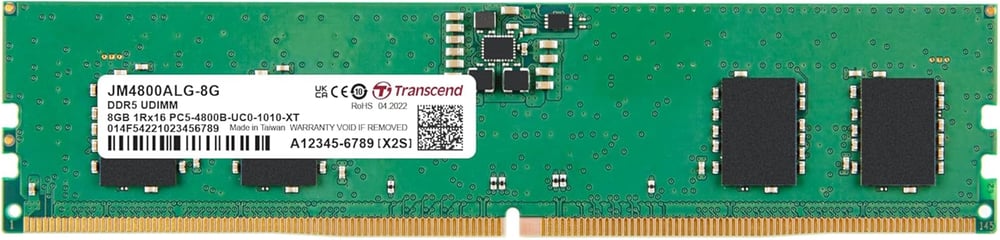 Transcend 8GB(1x8GB) 4800Mhz UDIMM DDR5 CL40 Pc Ram (JM4800ALG-8G)