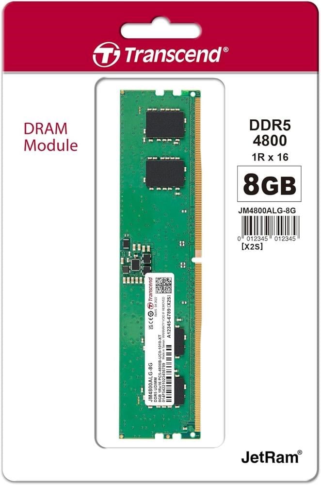 Transcend 8GB(1x8GB) 4800Mhz UDIMM DDR5 CL40 Pc Ram (JM4800ALG-8G)