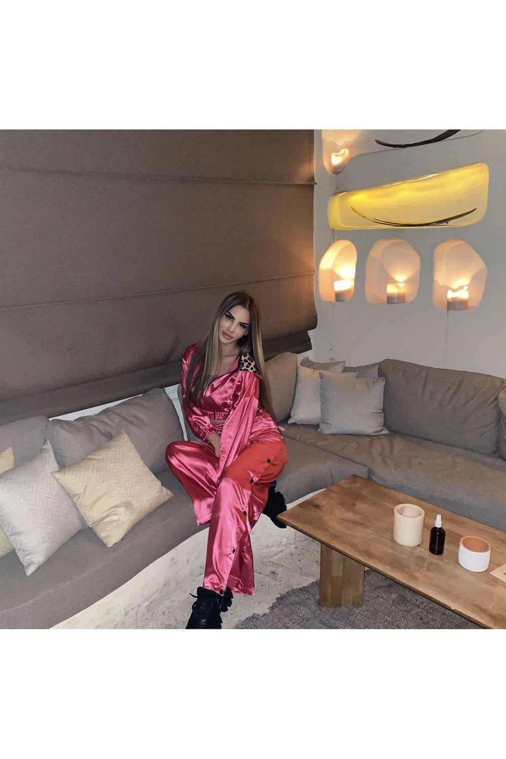 Saten Pembe Eşofman Takımı