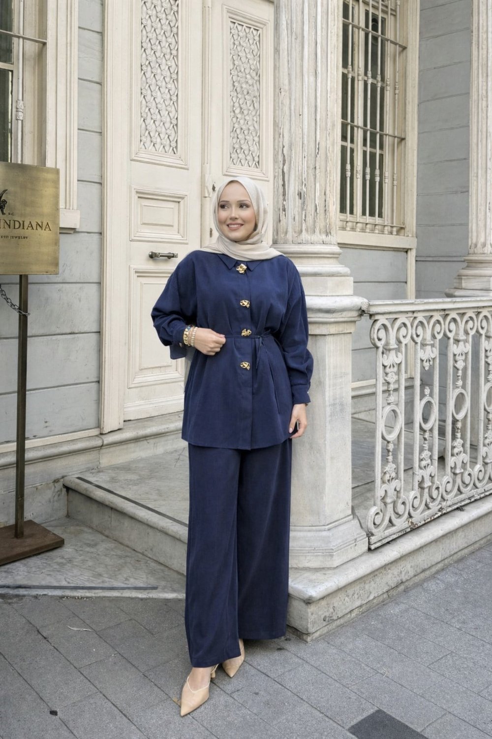 Rina Pantolonlu Tesettür Takım