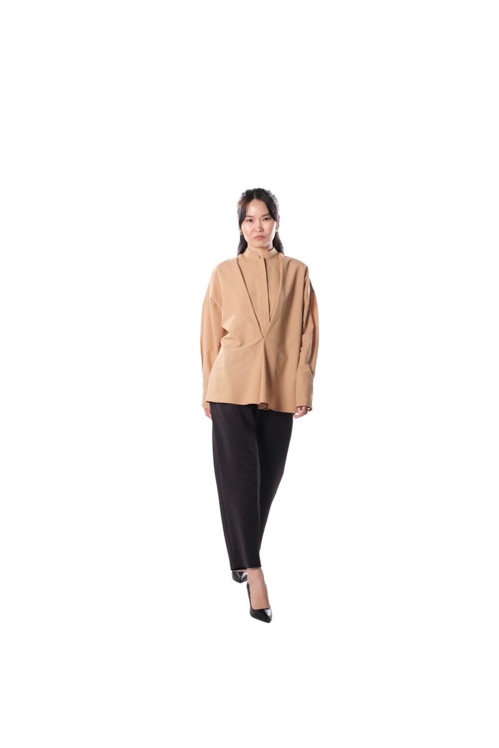 FRONT STITCHED SHIRT - CAMEL -