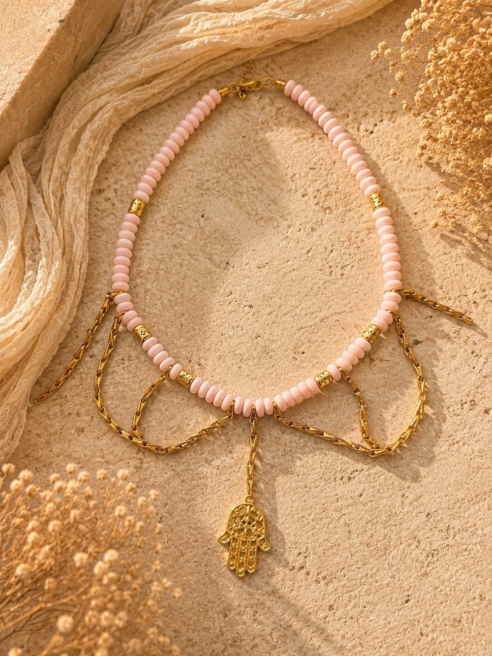 Pembe Gold Detaylı Kolye