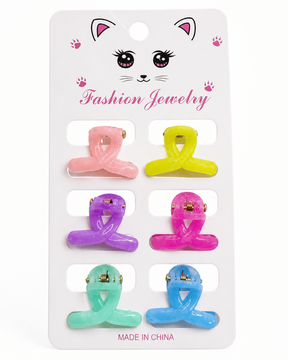  Renkli Düğüm Formlu Mini Mandal Saç Tokası – 6'lı Set
