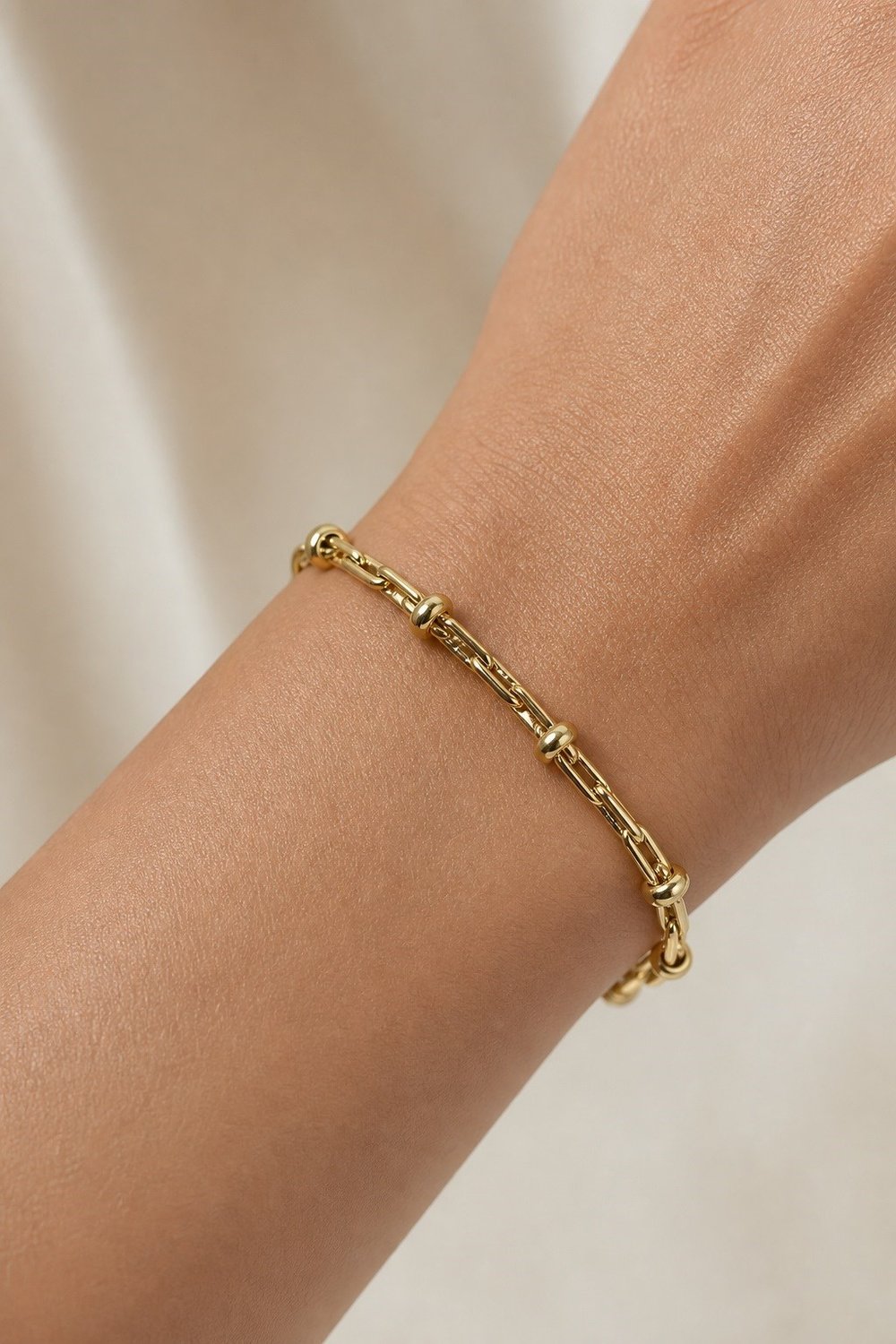 Fashion Çift Sıra Halka Detaylı Gold Renk Kadın Bileklik