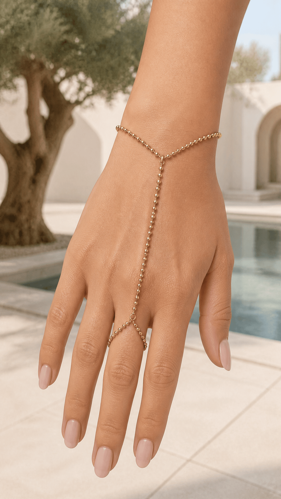 Fully Design Sade Boncuk Zincirli Altın Renkli Şahmeran