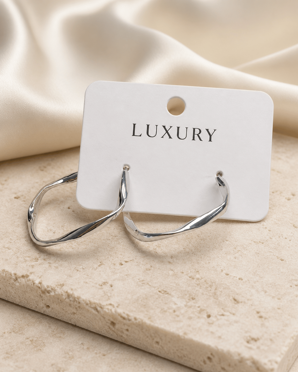 Luxury Burgu ve Dalgalı Form Halka Küpe – Gümüş
