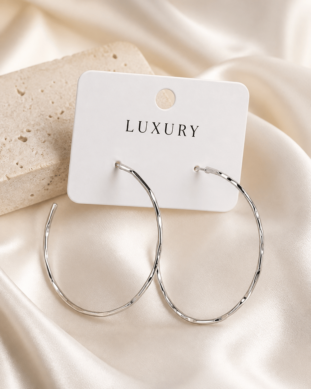Luxury Çelik Fasetli Kesim Büyük Halka Küpe – Gümüş