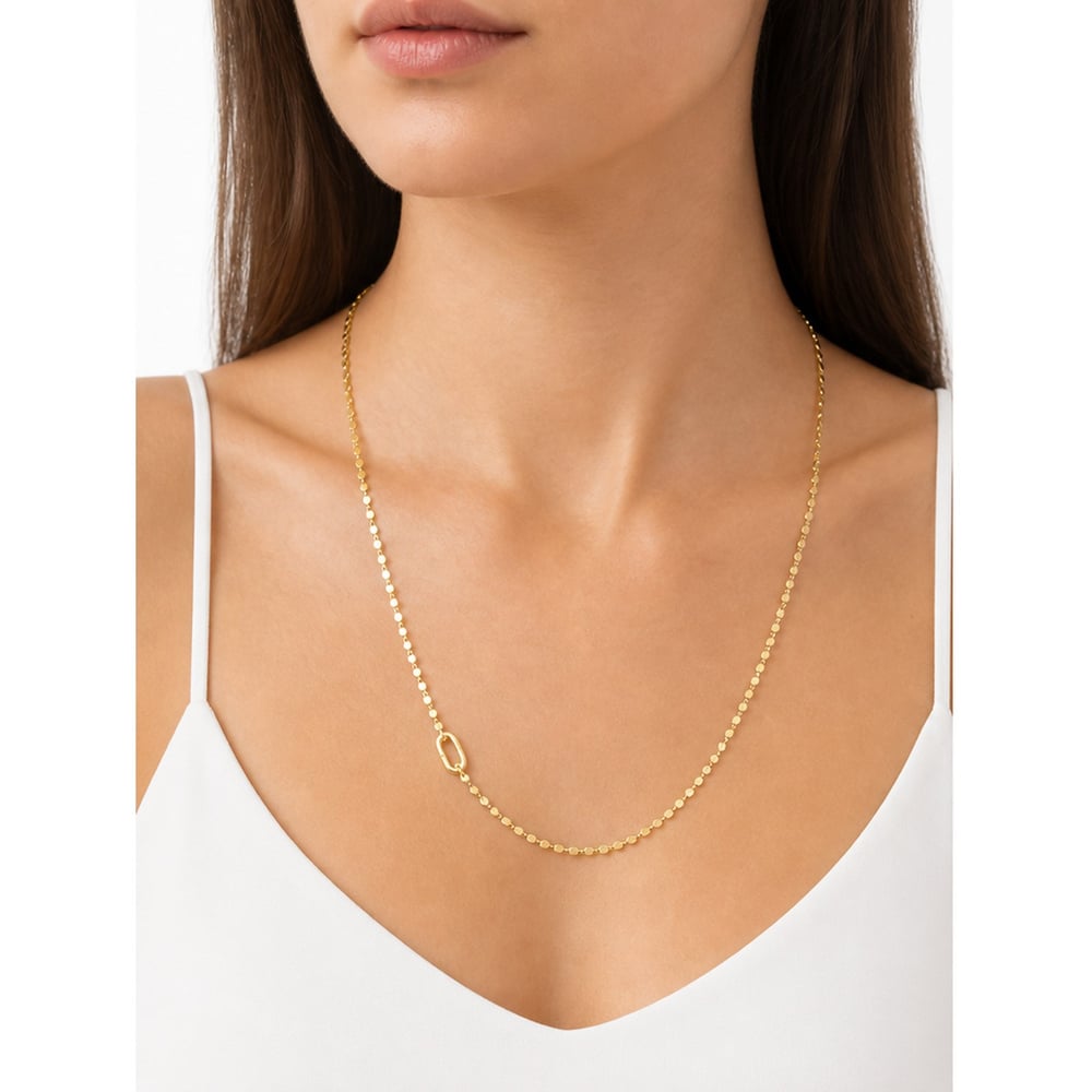 Luxury Dot Yan Halka Detaylı Disk Kolye