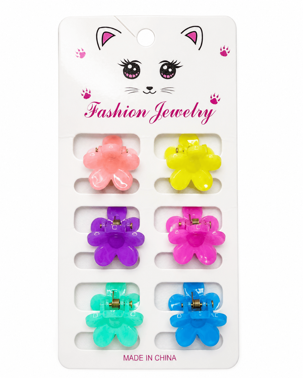 Renkli Çiçek Figürlü Mini Mandal Saç Tokası – 6'lı Set