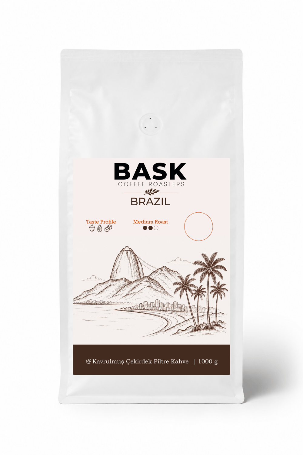 BASK COFFEE Premium Filtre Çekirdek Kahve Brazil 1000g