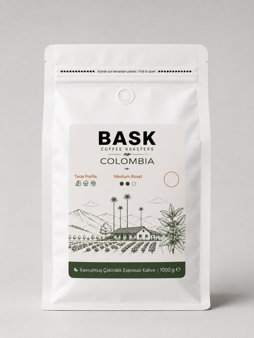 Bask Colombia Espresso Çekirdek Kahve 1000g