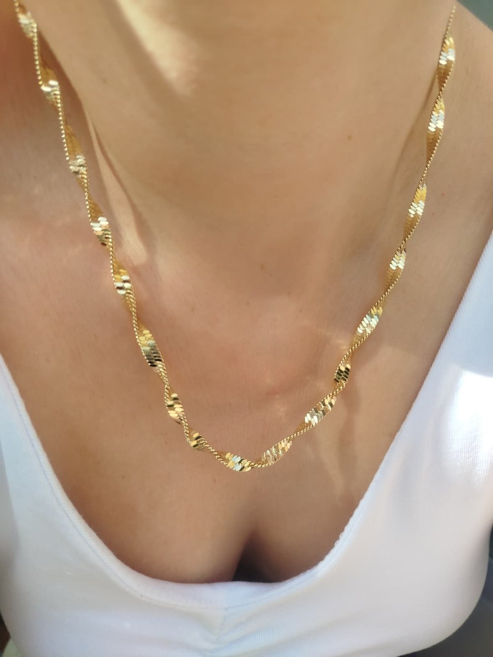 Gold Kalın Singapur Zincir