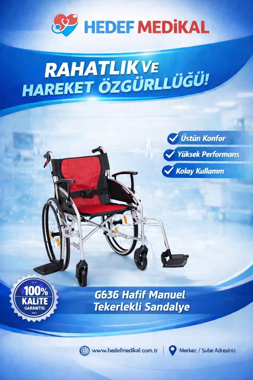 G636 Hafif Manuel Tekerlekli Sandalye