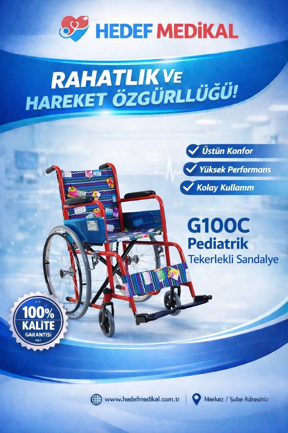 G100C Pediatrik Tekerlekli Sandalye
