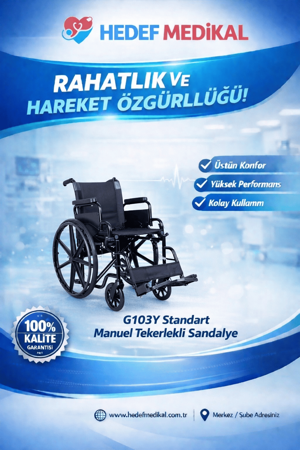 G103Y Standart Manuel Tekerlekli Sandalye