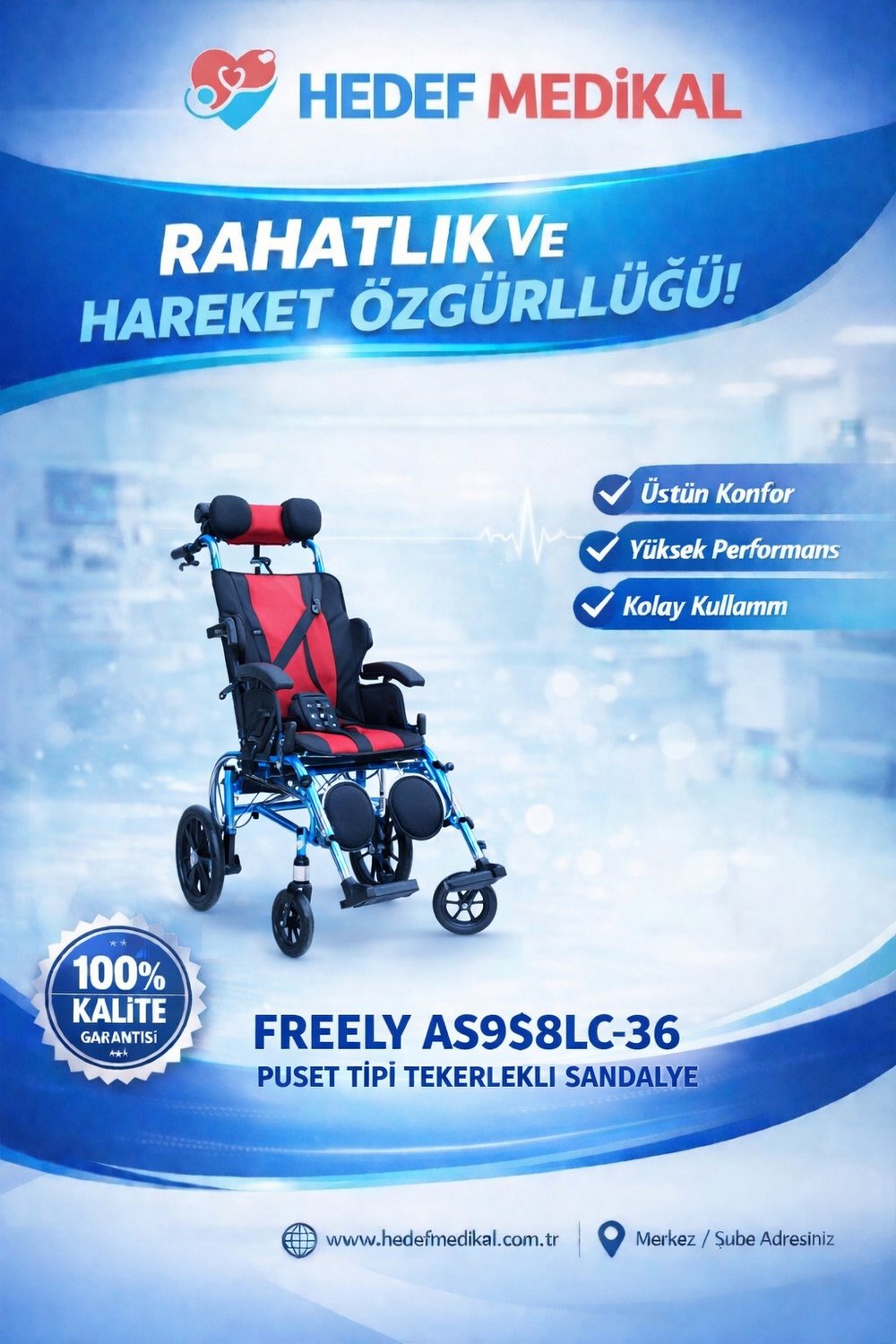 FREELY AS958LC-36 PUSET TİPİ TEKERLEKLİ SANDALYE