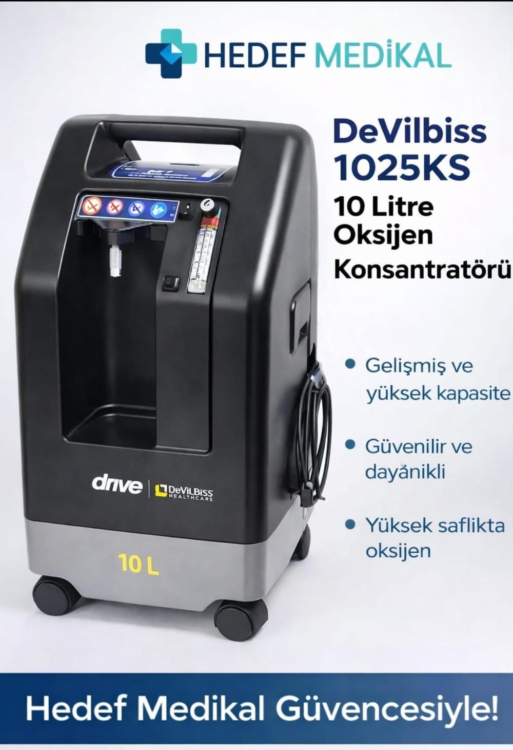 DeVilbiss 1025KS 10 Litre Oksijen Konsantratörü (24 Saat Oksijen Üretebilir.)