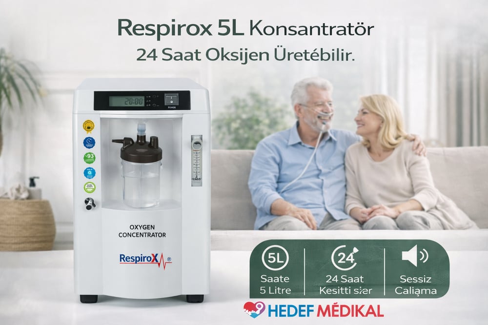 Respirox SZ-5AW 5 lt Nebülizatörlü Oksijen Konsantratörü (24 Saat Oksijen Üretebilir.)