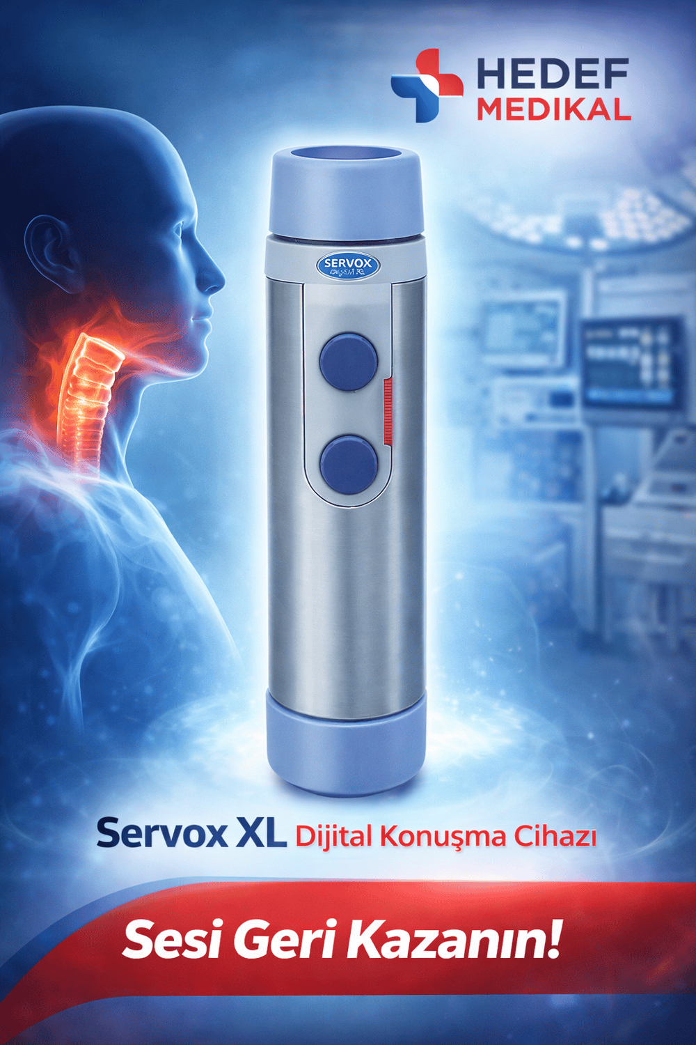 Servox Digital XL Çift Butonlu Titanyum Kaplamalı Dijital Elektrolarenks Konuşma Cihazı