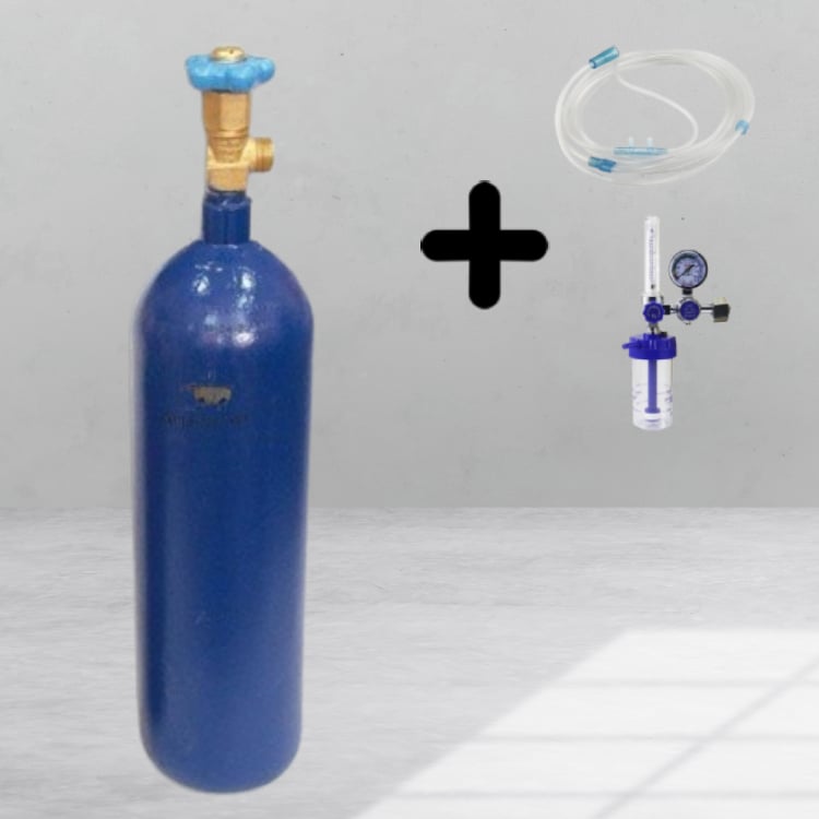 Oksijen Tüpü 5 Litre + Manometre + Kanül maske