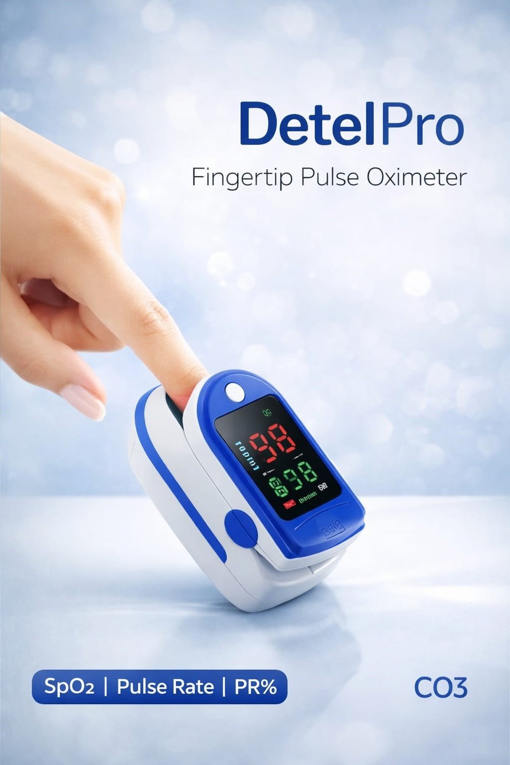 Detelpro Pulse Oksimetre Parmak Tipi Nabız Oksijen Ölçer