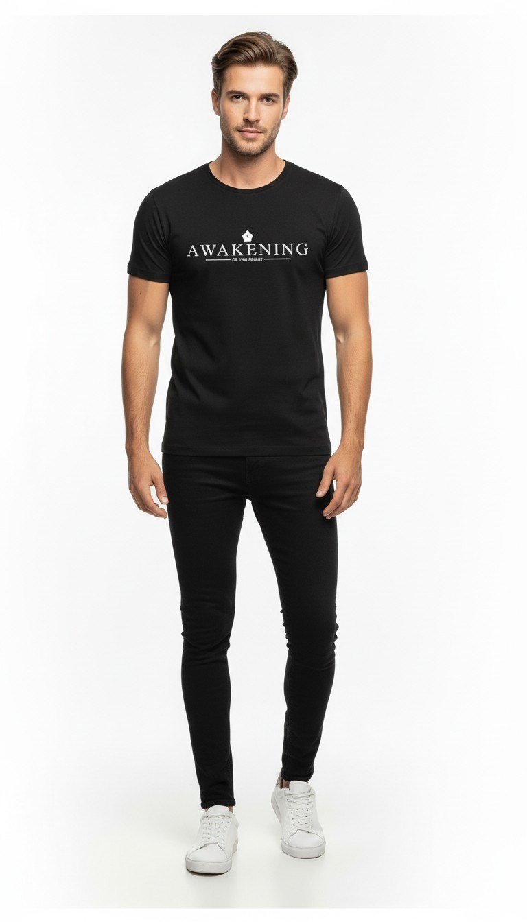 Awakening Minimal Baskı Detaylı Erkek Günlük T-Shirt